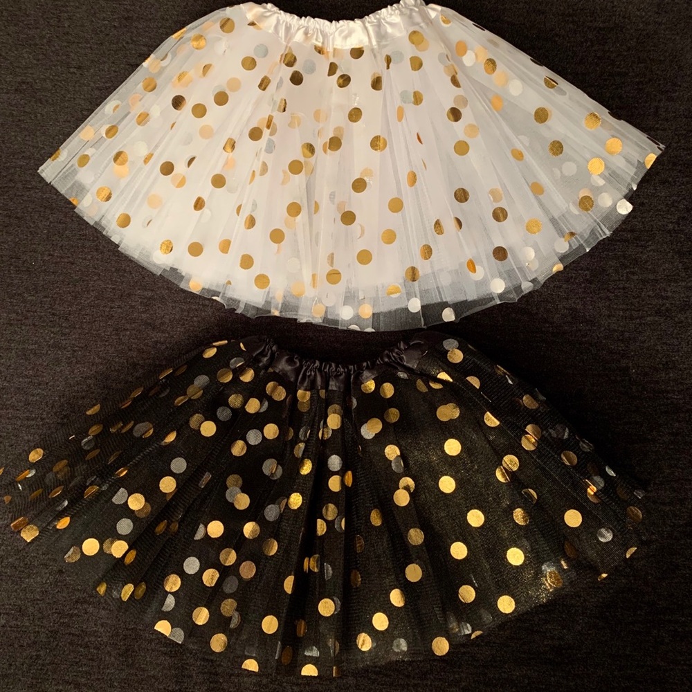 Girls Metallic Polka Dot Ballet Tutus Bundle of 2